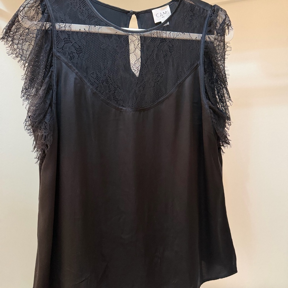 Cami NYC Black Lace Trim Sleeveless Top